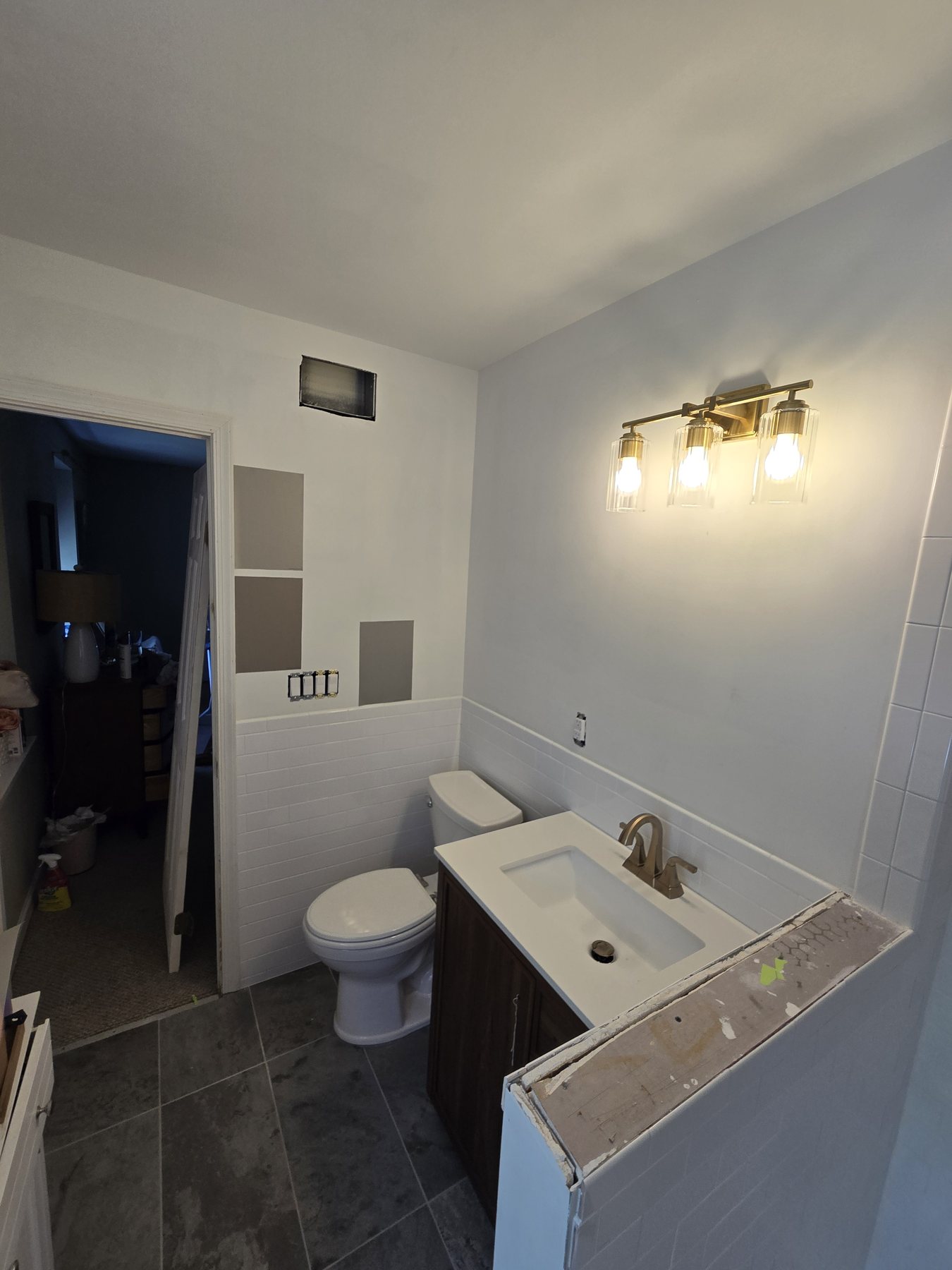 Finished bathroom vanity