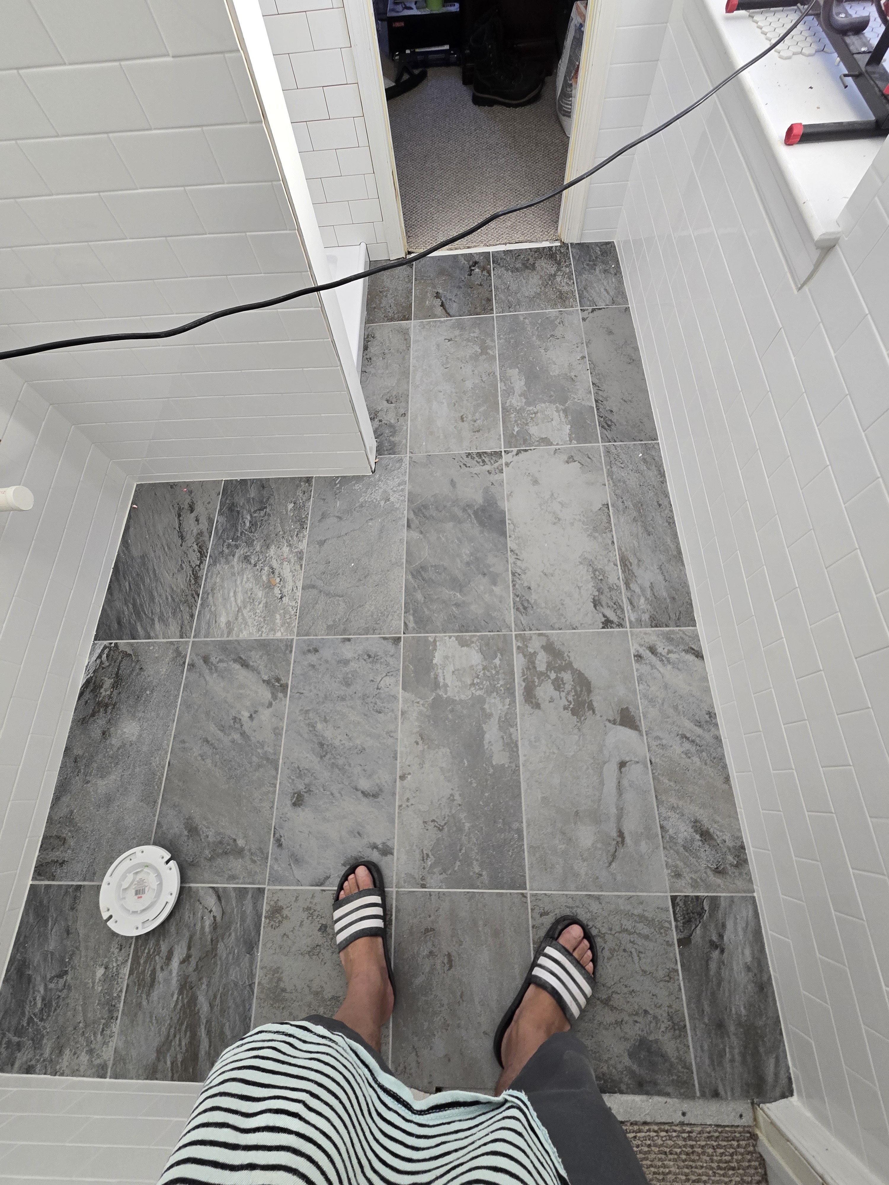 Bathroom floor tile installation