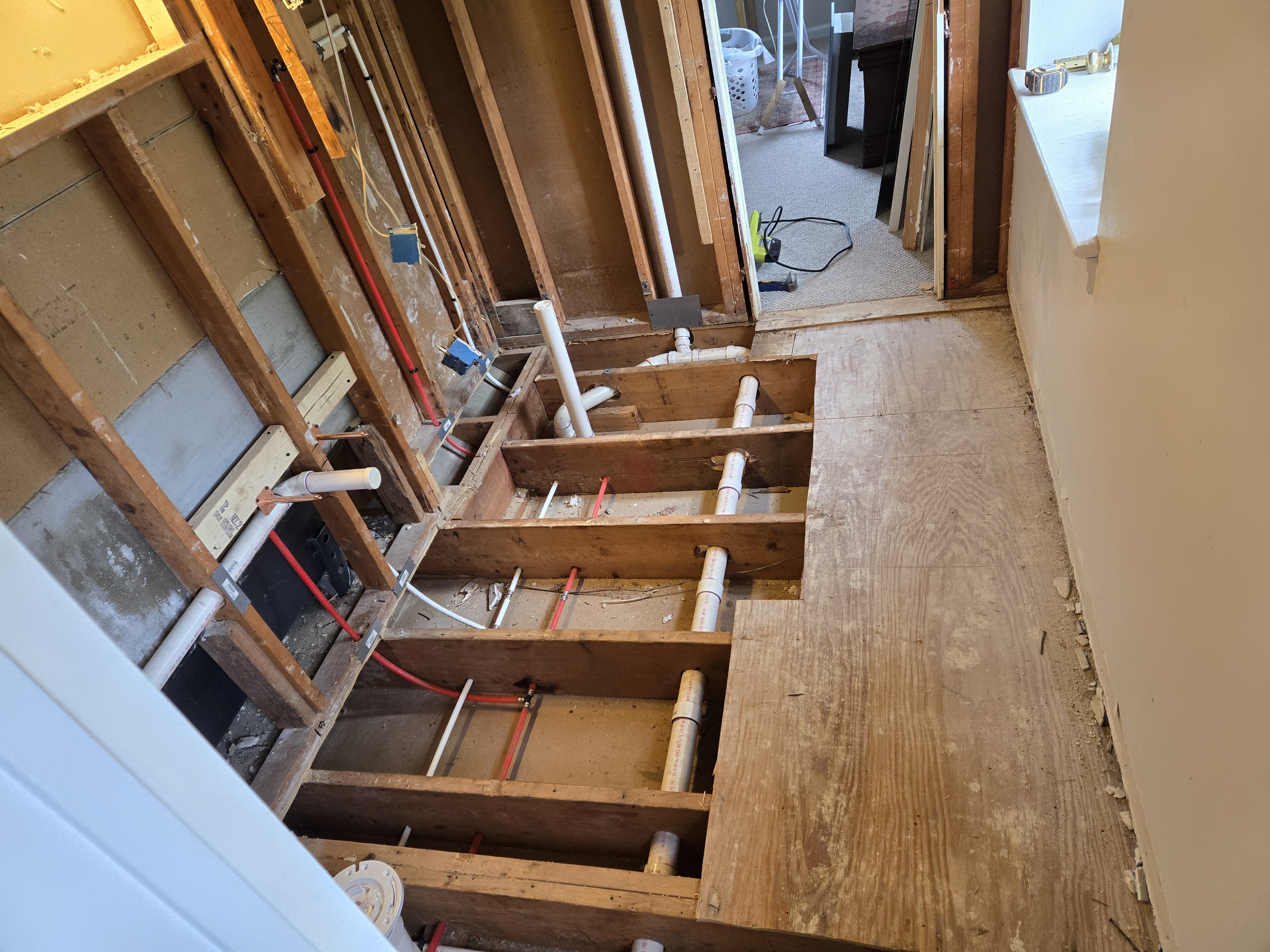 Bathroom framing and repair work